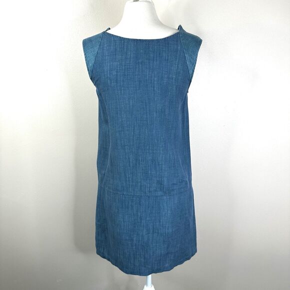 Cotelac Dress Womens 1/ US 6 Blue Linen Sleeveless Casual Shift Lagenlook - Picture 5 of 9